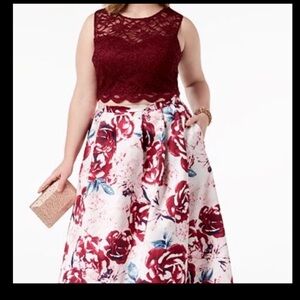 Morgan & Co. Burgundy and White Floral Dress